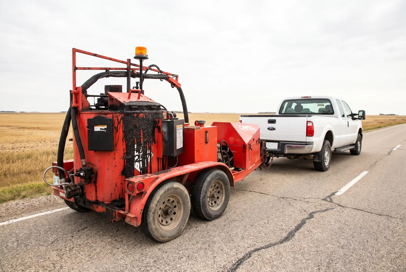 Crafco Super Shot melter on the highway shoulder